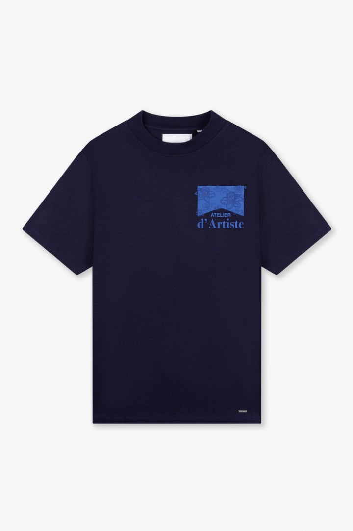 ATELIER FLOWER T-SHIRT - NAVY