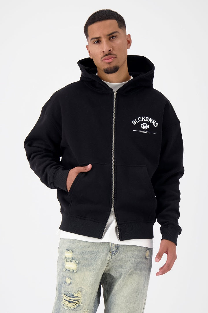 BAD HABITS ZIPPED HOODIE | BLACK