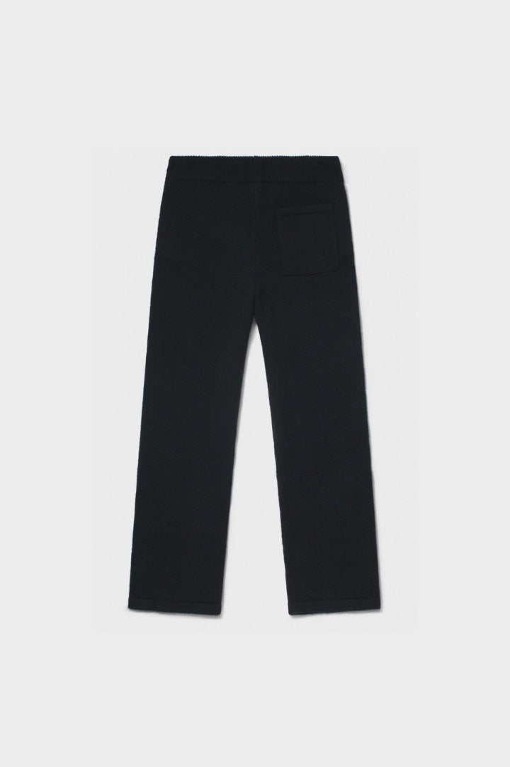 FLUFFY KNIT STRAIGHT FIT PANTS | BLACK