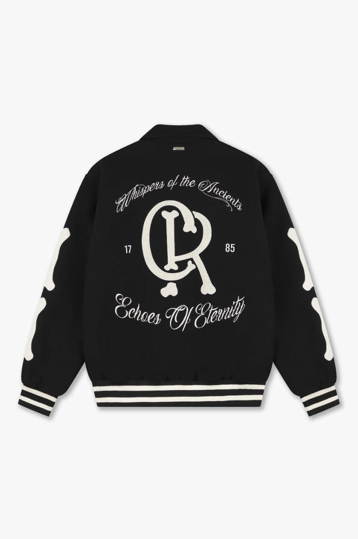 ECHOES OF ETERNITY VARSITY JACKET - BLACK/OFF-WHITE