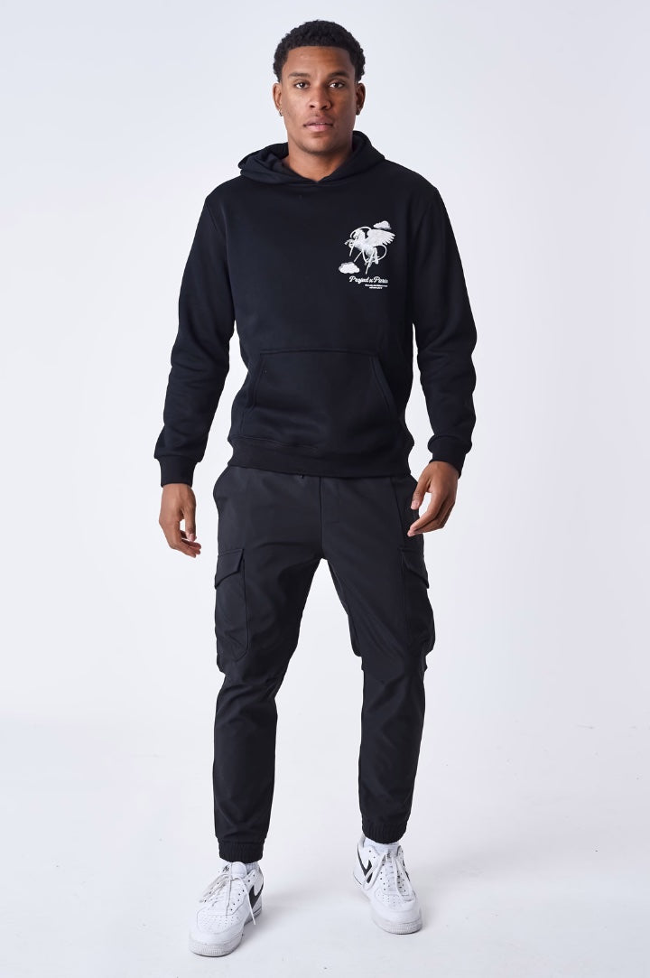 CLOUD PEGASUS PATTERN HOODIE | BLACK