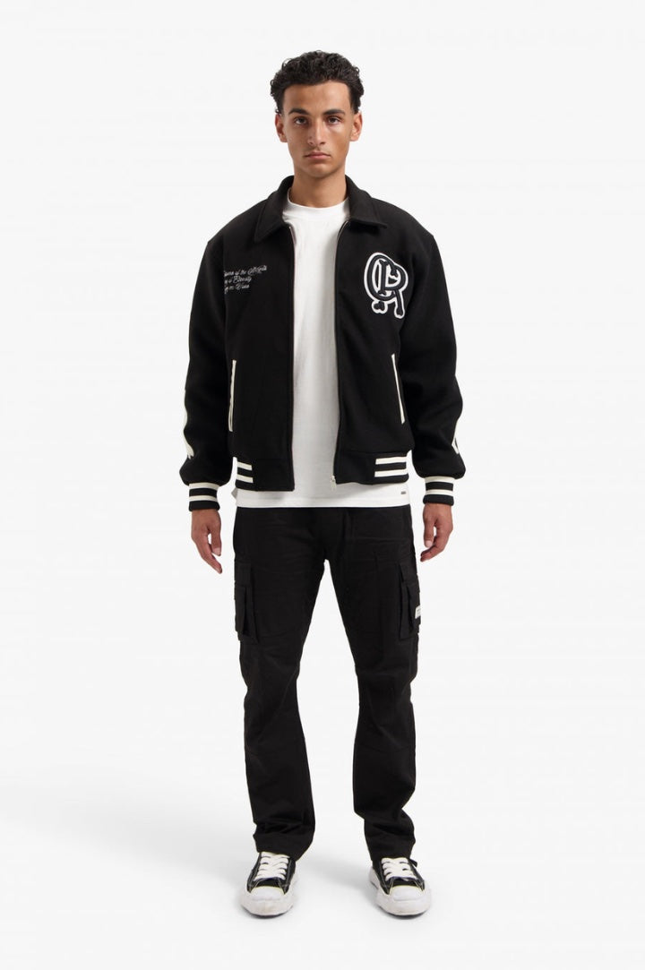 ECHOES OF ETERNITY VARSITY JACKET - BLACK/OFF-WHITE