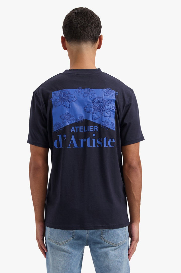 ATELIER FLOWER T-SHIRT - NAVY