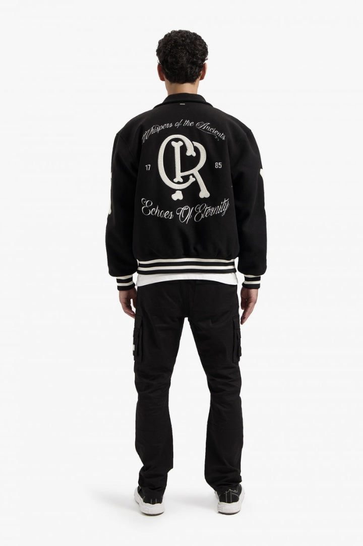 ECHOES OF ETERNITY VARSITY JACKET - BLACK/OFF-WHITE