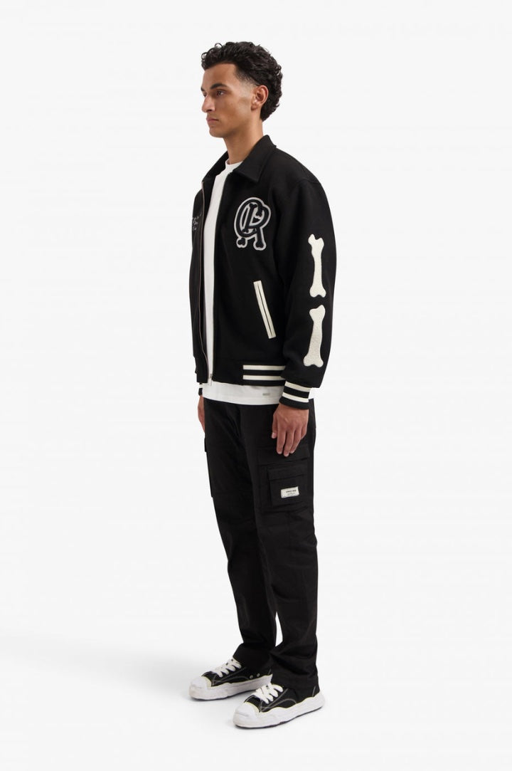 ECHOES OF ETERNITY VARSITY JACKET - BLACK/OFF-WHITE