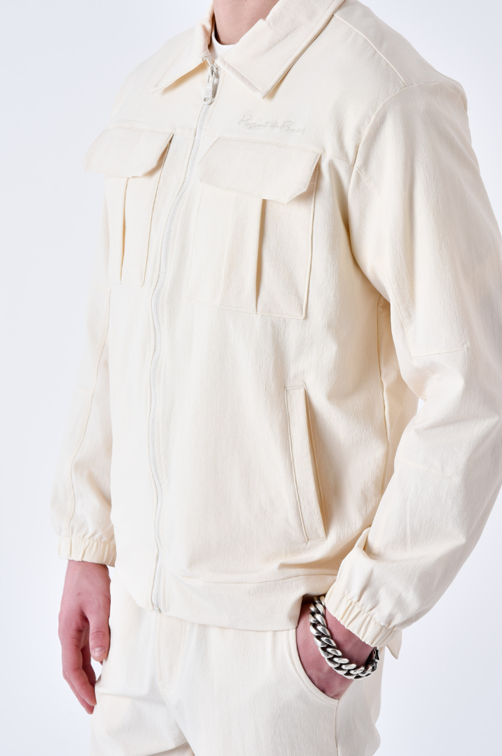 WORKWEAR FUNNEL-NECK JACKET | BEIGE