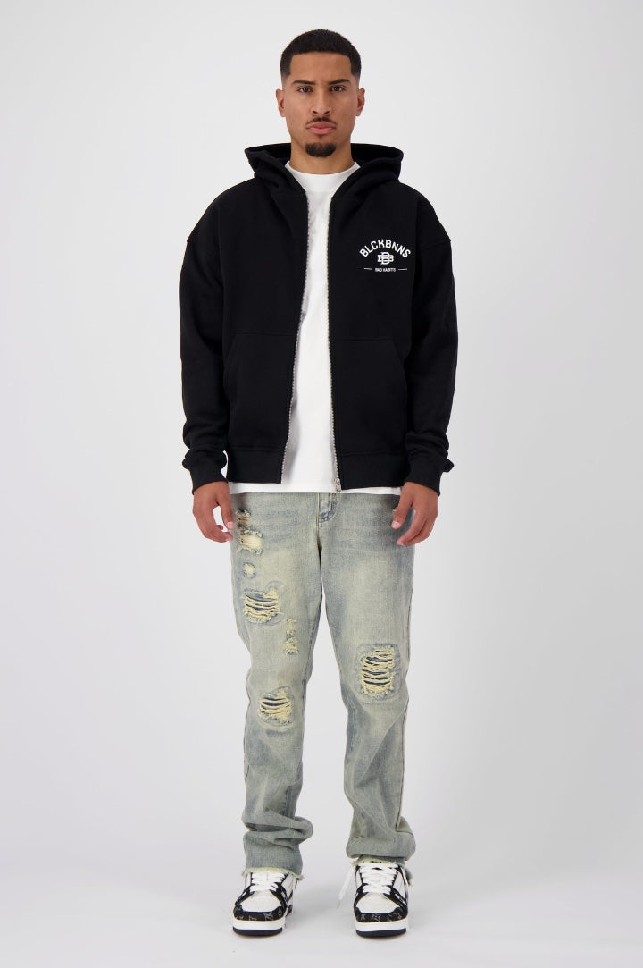 BAD HABITS ZIPPED HOODIE | BLACK