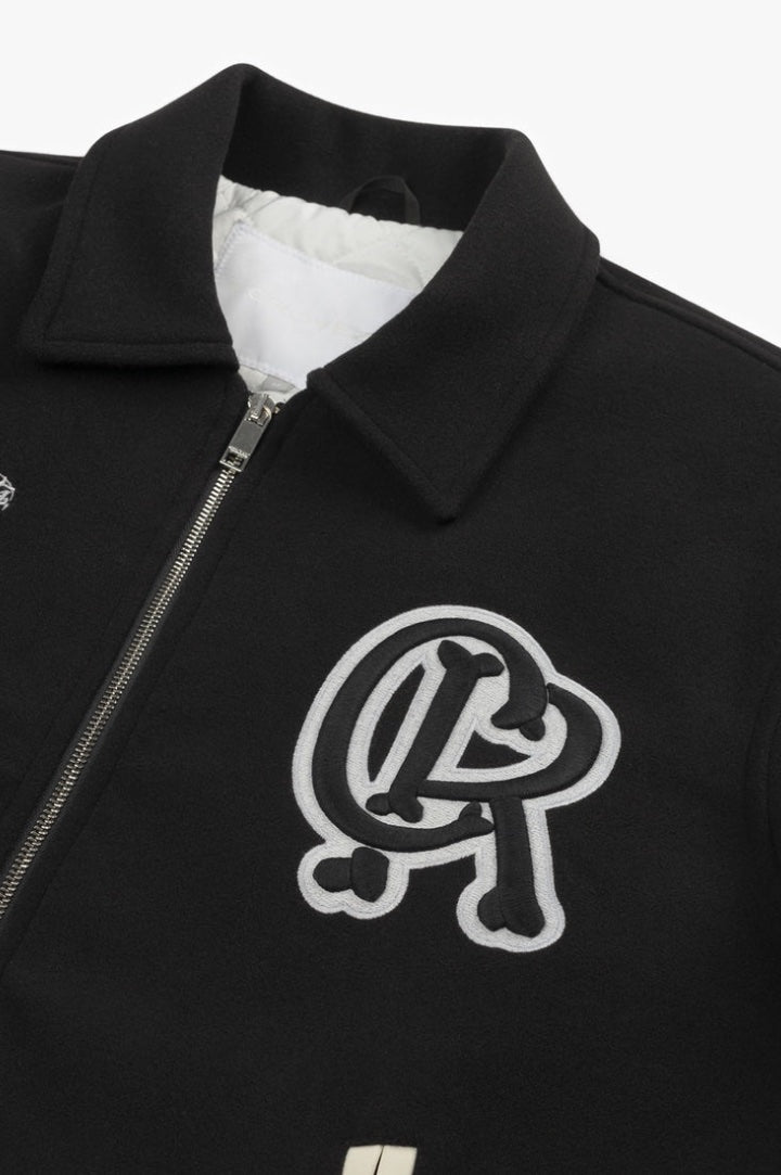 ECHOES OF ETERNITY VARSITY JACKET - BLACK/OFF-WHITE